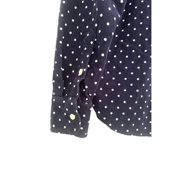 Loft Navy Dotted Button Up Long Sleeve Corduroy Everyday Shirt S Normcore Preppy - Picture 6 of 8